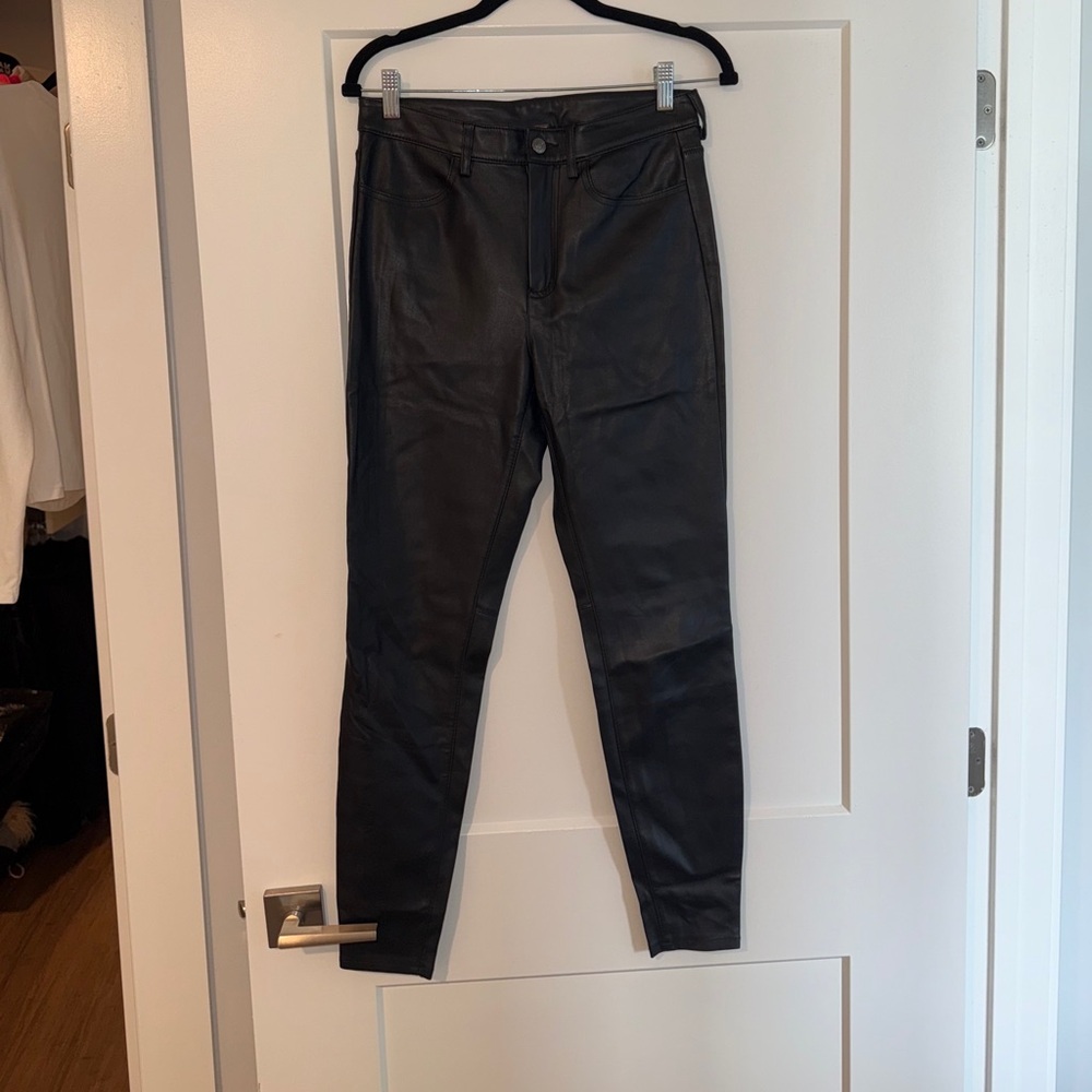 Free People Black Vegan Leather Skinny Jeans Pants